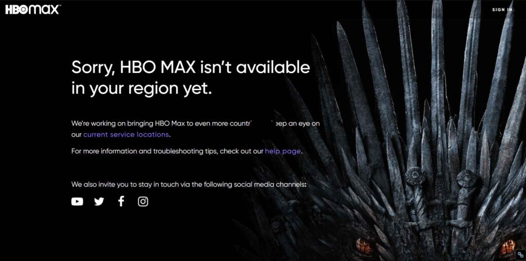Sorry, HBO MAX isn’t available in your region yet.